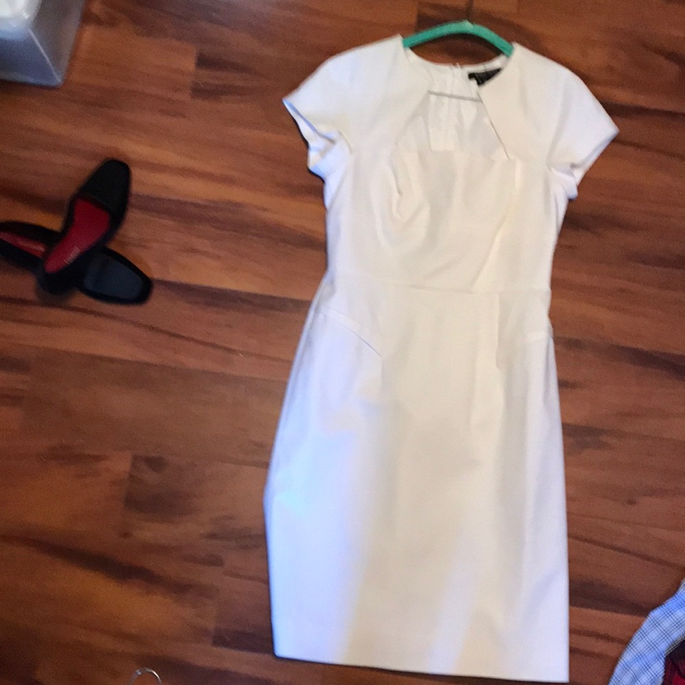 Etcetera white polished cotton elegant dress